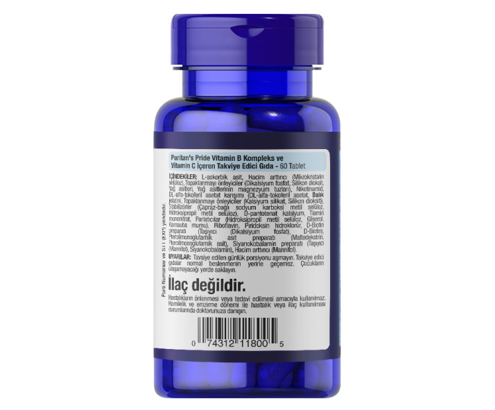 Puritan's Pride B Complex Plus Vitamin C 500 Mg 60 Tablet
