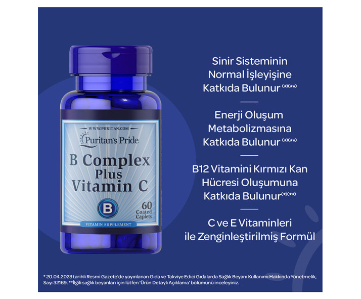 Puritan's Pride B Complex Plus Vitamin C 500 Mg 60 Tablet