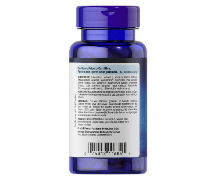Puritan's Pride L-Carnitine 500 Mg 60 Tablet