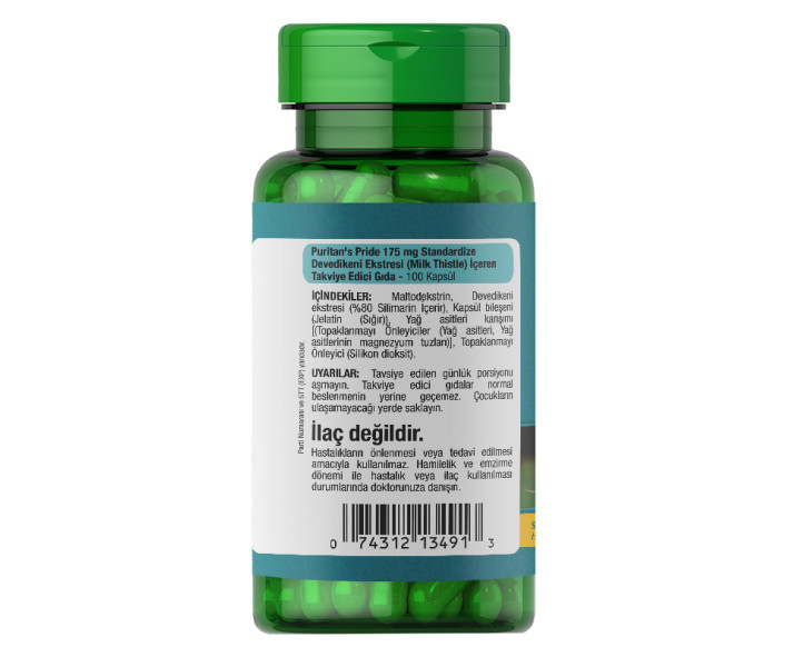 Puritan's Pride Silymarin Milk Thistle Extract 175 Mg 100 Kapsül